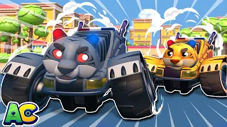Stop the TIGER POLICE CAR EVIL TWIN! - Cars & Trucks Rescue Squad | AnimaCars | Vehicle Cartoons