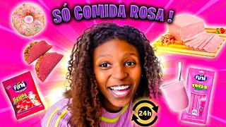 24 HORAS COMENDO SÓ COMIDA ROSA!?