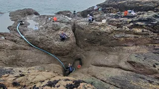 五米深坑一年未抽，旁边长满了密密麻麻的海鲜，坑里鱼获却更胜一筹