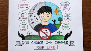 Say No To Drugs Drawing | Drug Free India Poster Drawing Easy | Anti Drug Awareness Drawing
