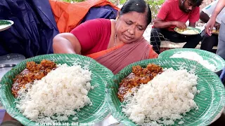 65 Years Old " Laxmamma " Famous Hyderabadi Street Vendor | 100 Rs/ Unlimited Rice with Mutton