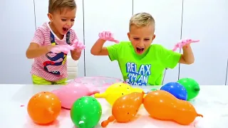 Nastya & Diana and Roma & Vlad and Niki COVER Astronomia Dance video balloons hidden