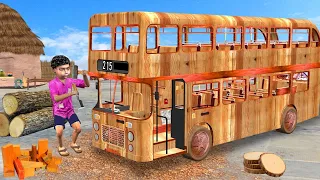 गरीब का लकड़ी डबल डेकर बस Garib Ka Wooden Auto Double Decker Bus Funny Video Hindi Kahaniya Comedy