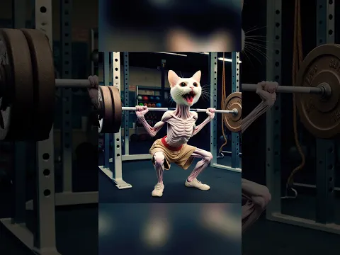 🥲Skinny cat get muscule #shorts #cat #aicat #catlover #ai #gym #catcute #animation