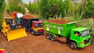 MOBIL TRUK TRONTON HINO 500, MERCEDES ACTROS DAN TRUCK MAN RC MUAT TANAH MERAH, MOBIL MOBILAN REMOT