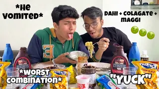 WE DID THE WEIRDEST FOOD CHALLENGE!! *maggi* with everything… ft. burhan