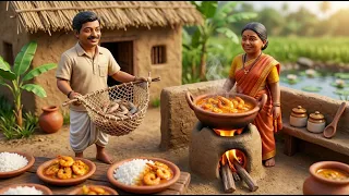 Miniature Doll Cooks Shrimp Curry | Indian Village Tiny Kitchen ASMR