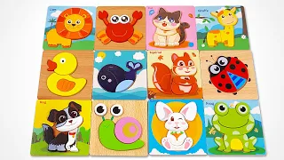 Learn Animal Shapes & Their Names with Puzzles 🧩 | Preschool Learning Video for Toddlers
