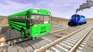 Trains vs Lava Crosses Road and Double Rails - Truck Rescue Stuck Cars Giant Pit Lava - BeamNG.Drive