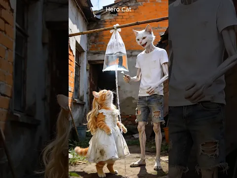 Male cat's life changed after saving billionaire's daughter. #catstory #aicat #poorcat