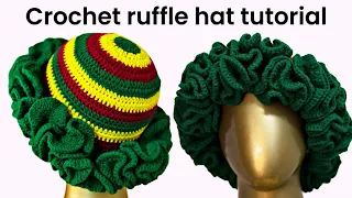 Easy Crochet ruffle bucket hat | with elastic for perfect fitting
