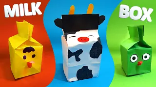 Origami MILK box. Paper animals KAWAII.