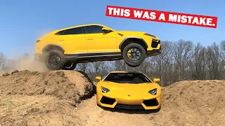 JUMPING My Lamborghini Urus OVER My Lamborghini Aventador!!! *MISTAKES WERE MADE*