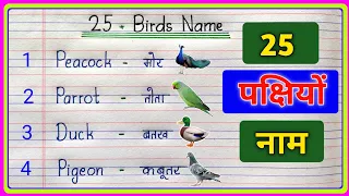 25 Birds Name in Hindi and English/Birds Name/Birds Name in English/ पक्षियों का नाम/25 Birds Name