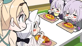 【手描き】いろは殿！ホロメン達の胃袋をガッチリ掴む！【白上フブキ/猫又おかゆ/ラプラス・ダークネス/風真いろは/holoX/ホロックス/ホロライブ/切り抜き】【切り抜き漫画】