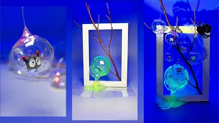 Soft Spooky Aesthetic — UV Resin Frame with Owls & Web