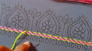 Hand embroidery design easy borderline,হাতের কাজের জামার ডিজাইন জামা,ওড়না,শারি,ফ্রক