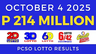 Lotto Result Today 9pm PCSO October 4 2025