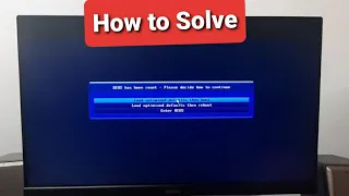 Bios has been reset please decide how to continue, Load optimized default and re-boot